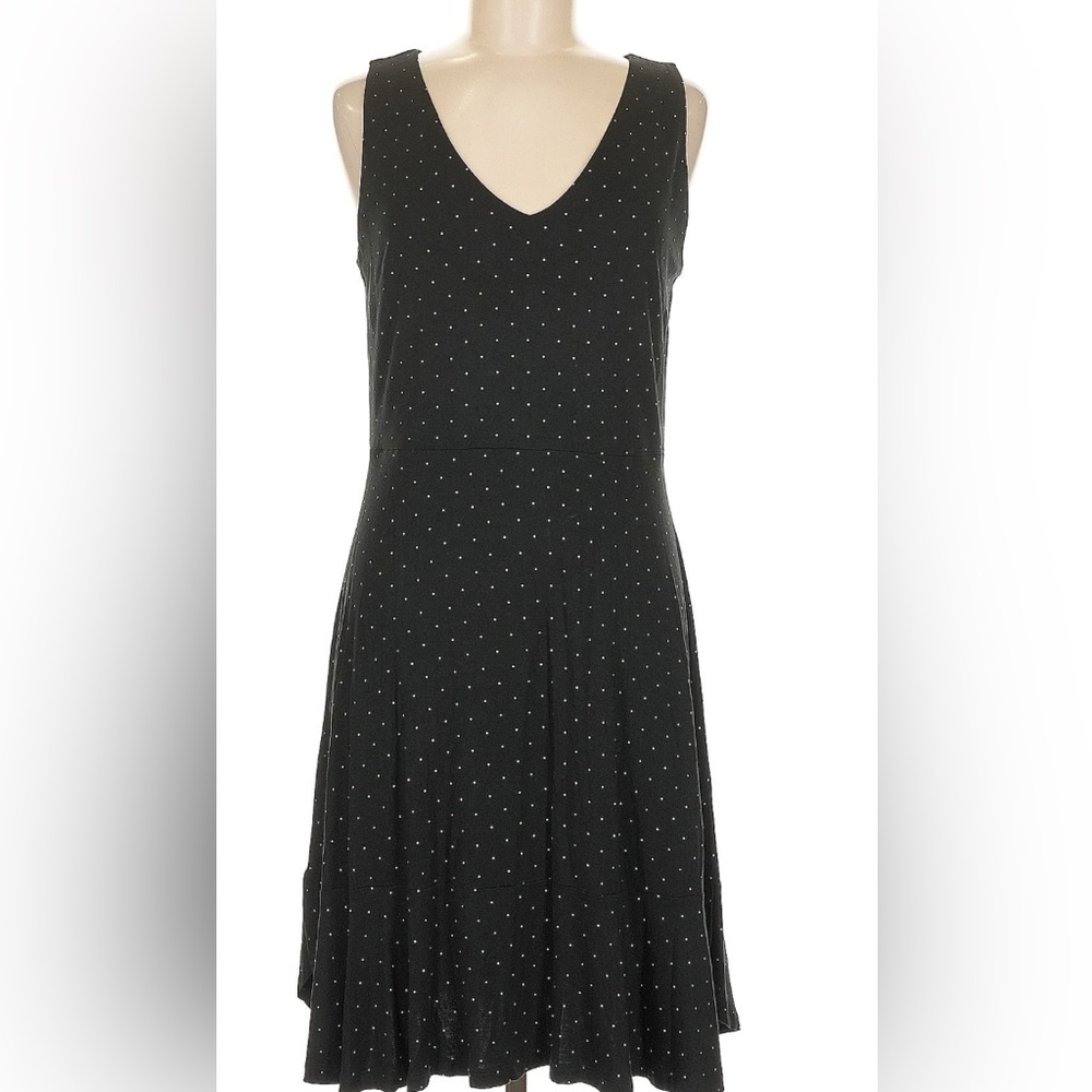 LOFT Black Sleeveless A-Line Midi Dress